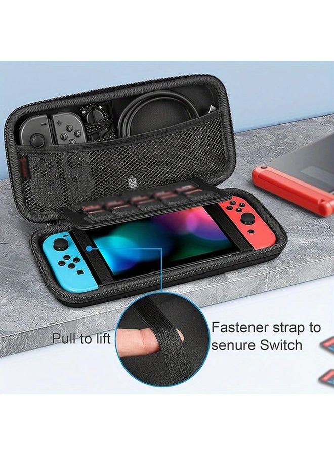 1pc Nintendo Switch OLED EVA Hard Shell Carrying Case Black Anti Fall Protective Travel Storage Bag with 10 Game Card Slots for Console Accessories Ideal Gift - Image 3