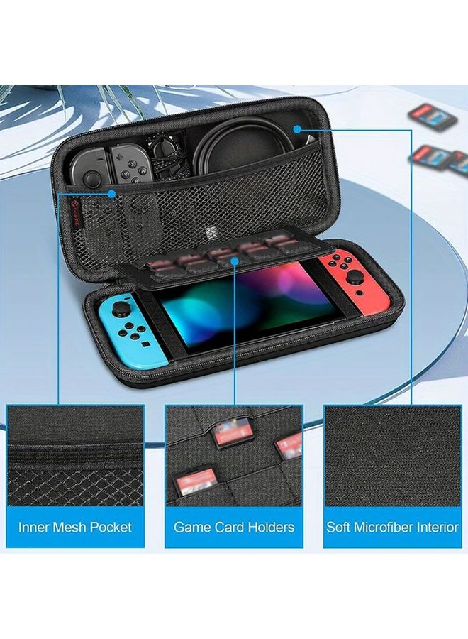 1pc Nintendo Switch OLED EVA Hard Shell Carrying Case Black Anti Fall Protective Travel Storage Bag with 10 Game Card Slots for Console Accessories Ideal Gift - Image 4