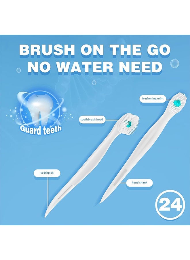 20 Pcs Mini Disposable Toothbrushes with Toothpaste, Portable Travel Toothbrush with Double Cleaning for Daily Life or Travel, Tongue Scraper After Meals, Oral Cleaning Equipment, Mint Flavor - Image 3