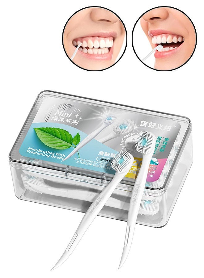 20 Pcs Mini Disposable Toothbrushes with Toothpaste, Portable Travel Toothbrush with Double Cleaning for Daily Life or Travel, Tongue Scraper After Meals, Oral Cleaning Equipment, Mint Flavor - Image 1