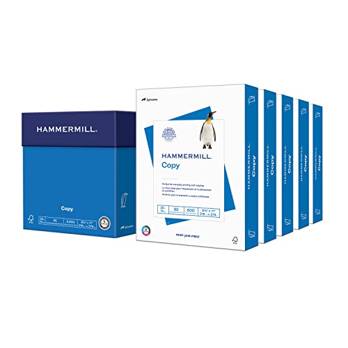 Hammermill ورق طباعة هامر ميل، ورق نسخ 20 رطل، 8.5 × 11 - 5 رزمة (2,500 ورقة) - 92 سطوع، صنع في الولايات المتحدة الأمريكية - Image 1
