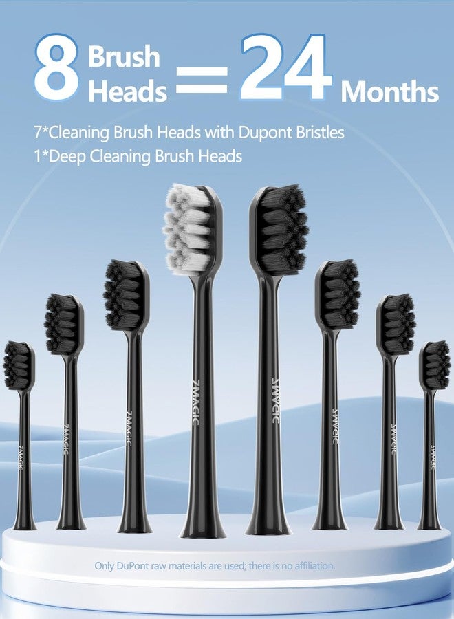 7MAGIC Sonic Electric Toothbrush for Adults and Kids - Up to 180 Days Runtime, 42000 VPM Powered Toothbrush, 5 Modes & 3 Intensities for Sensitive Teeth & Braces, Includes 8 Brush Heads, Black - Image 4