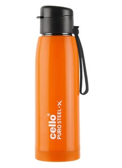 Cello Puro Steel-X Cooper Water Bottle, 600ml, Orange, Ideal for Gym, Office, Travel  - Image 1