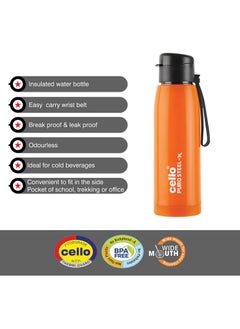Cello Puro Steel-X Cooper Water Bottle, 600ml, Orange, Ideal for Gym, Office, Travel  - Image 2