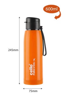Cello Puro Steel-X Cooper Water Bottle, 600ml, Orange, Ideal for Gym, Office, Travel  - Image 4