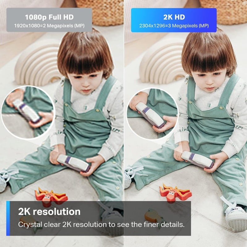 Tapo 2K Indoor Wired Security Camera - Works as a Baby Monitor & Pet Camera, Person/Motion/Baby Cry Detection, 2-Way Audio, Siren, Subscription-Free Local Storage or Optional Cloud, C110P2 (2-Pack) - Image 4