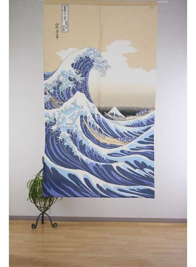 Japonmania NARUMI  Made in Japan Noren Curtain Tapestry Ukiyoe Hokusai The Great Wave Kanagawa  - Image 2