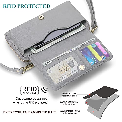 Peacocktion RFID Wristlet Women's Wallets, Leather Women's Crossbody Handbags, Clutch Purses with Phone Pocket Zipper - Image 3