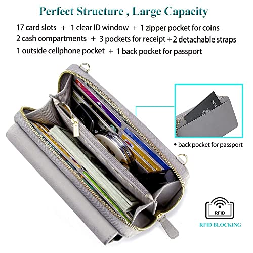 Peacocktion RFID Wristlet Women's Wallets, Leather Women's Crossbody Handbags, Clutch Purses with Phone Pocket Zipper - Image 2