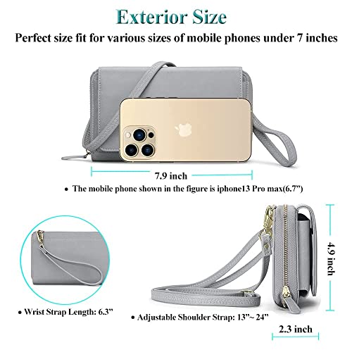 Peacocktion RFID Wristlet Women's Wallets, Leather Women's Crossbody Handbags, Clutch Purses with Phone Pocket Zipper - Image 4