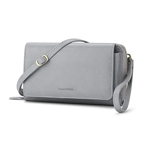 Peacocktion RFID Wristlet Women's Wallets, Leather Women's Crossbody Handbags, Clutch Purses with Phone Pocket Zipper - Image 1