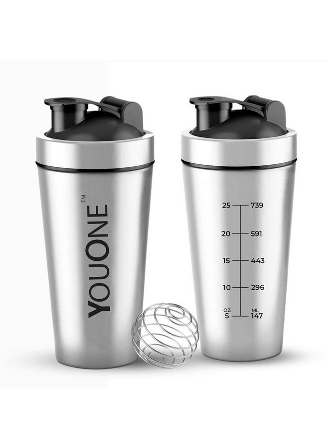 YOUONE Stainless Steel Shaker Bottles For Gym - 100% Leakproof Guarantee, Ideal For Protein, Pre Workout, Bcaas & Water Bpa Free Material - Image 4