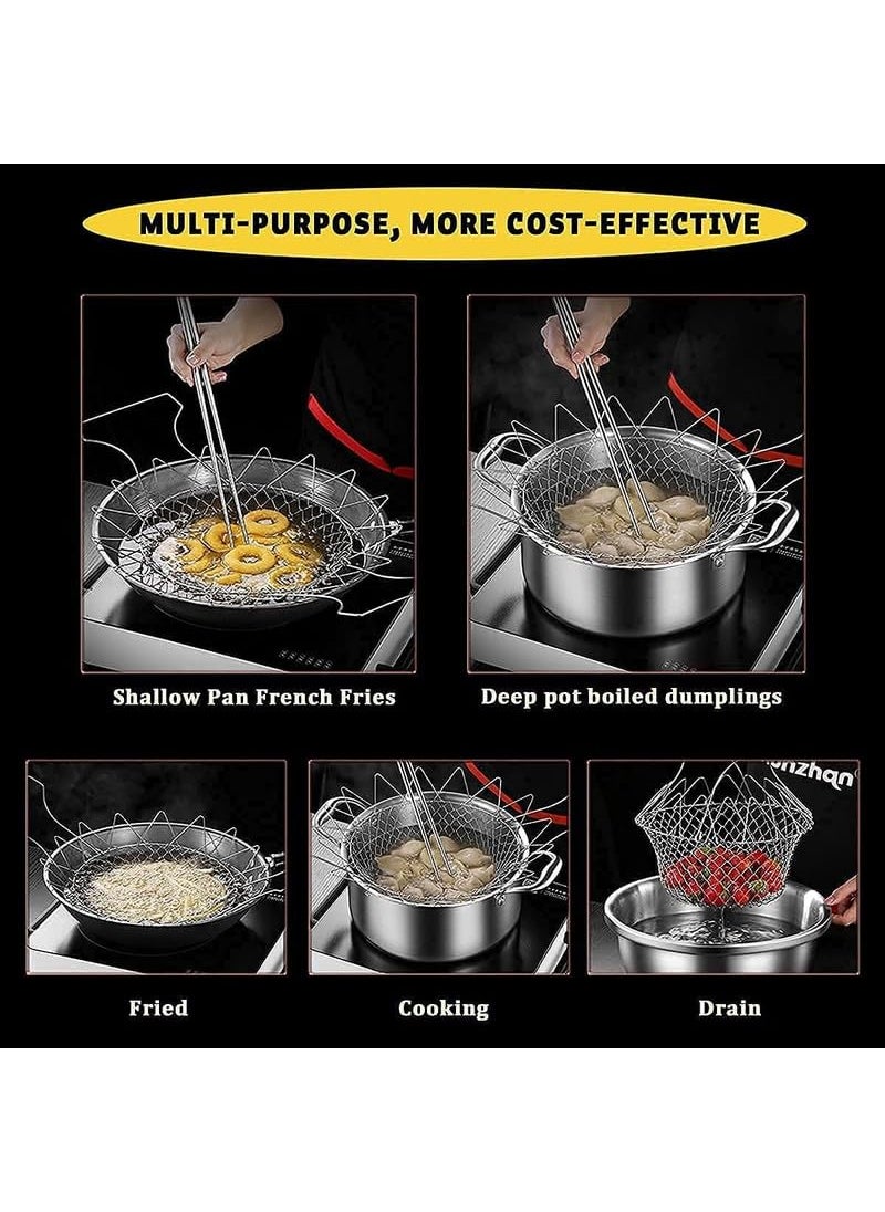 SHR ENTERPRISE SHR Enterprise Stainless Steel Fry French Basket Strainer Net Fried Filter Drainage Rack for Fried Food or Fruits Multifunctional Kitchen Cooking Tool Rice chokkha Pack of 1  - Image 3