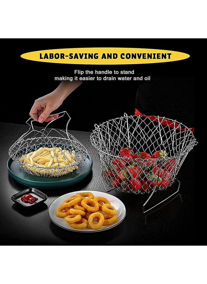 SHR ENTERPRISE SHR Enterprise Stainless Steel Fry French Basket Strainer Net Fried Filter Drainage Rack for Fried Food or Fruits Multifunctional Kitchen Cooking Tool Rice chokkha Pack of 1  - Image 4