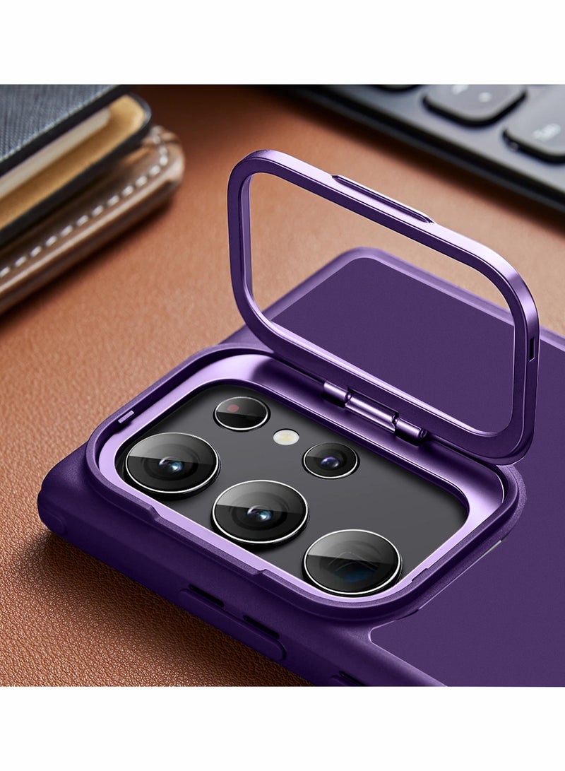 Wtech Soft Silicone Magsafe Magnetic Camera Folding Bracket Holder Stand Case Cover For Samsung Galaxy S23 Ultra 5G 2023 Eggplant Purple - Image 3