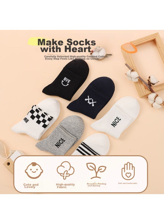LANG SHA Langsha Children's Socks, Boys' Spring And Autumn Cotton Socks, Skin-friendly, Comfortable, Breathable, Mid-calf Socks, Casual Sports Socks For Older Children - Image 2
