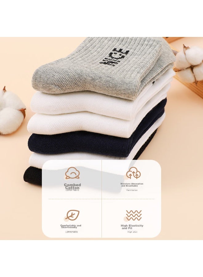 LANG SHA Langsha Children's Socks, Boys' Spring And Autumn Cotton Socks, Skin-friendly, Comfortable, Breathable, Mid-calf Socks, Casual Sports Socks For Older Children - Image 3