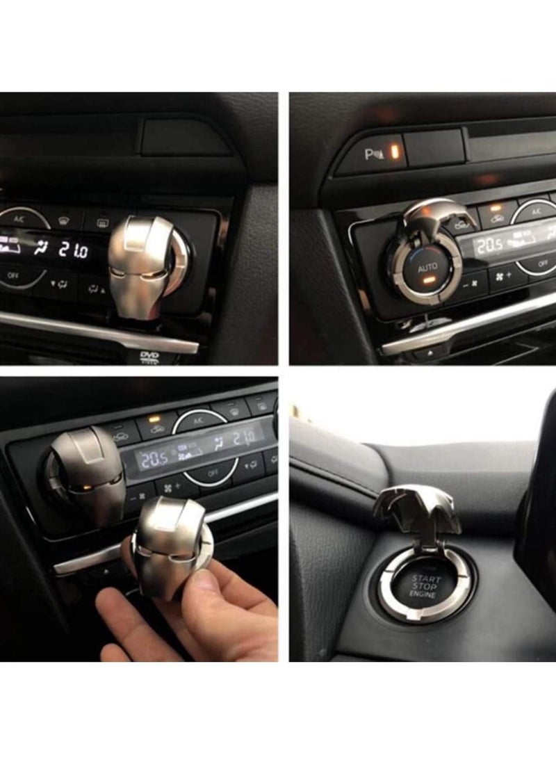 KASTWAVE - DELFINO 1pcs Car Engine Start/Stop Button Protection Cover Auto Engine Ignition Start Stop Button Replacement-Start Stop Trim Protector Key Ring Circle Cover 3D Iron Man Car Interior Accessory - Image 1