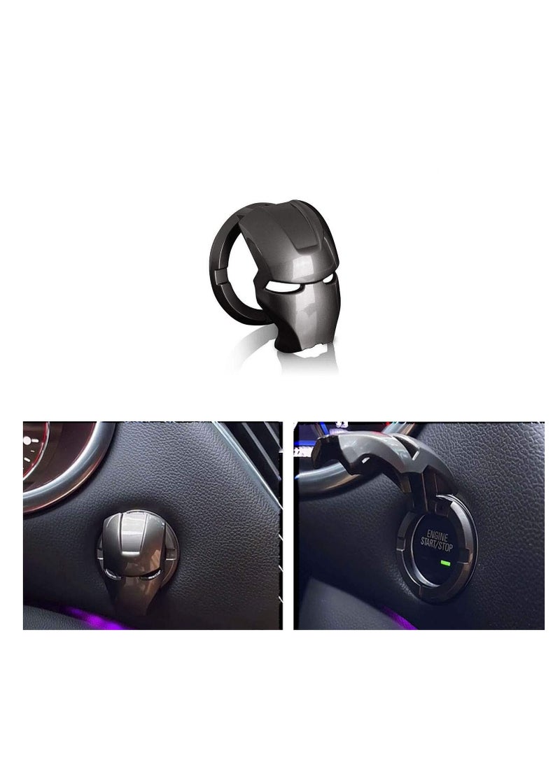 KASTWAVE - DELFINO 1pcs Car Engine Start/Stop Button Protection Cover Auto Engine Ignition Start Stop Button Replacement-Start Stop Trim Protector Key Ring Circle Cover 3D Iron Man Car Interior Accessory - Image 1