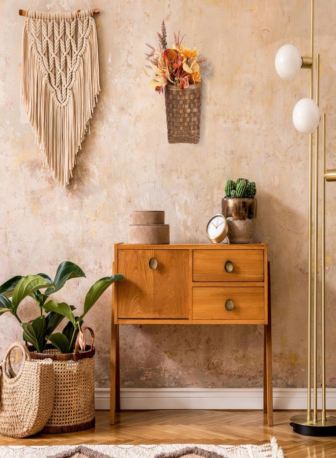Alipis Hand-Woven Wicker Hanging Basket - 7.7" Tall Portable Wood Storage Basket for Wall, Flowers, Fruits, Vegetables, or Home Decor - Natural Rattan Organizer Box - Image 4