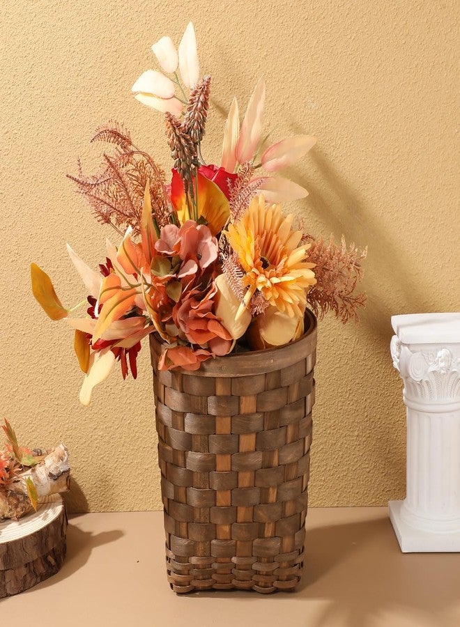 Alipis Hand-Woven Wicker Hanging Basket - 7.7" Tall Portable Wood Storage Basket for Wall, Flowers, Fruits, Vegetables, or Home Decor - Natural Rattan Organizer Box - Image 2