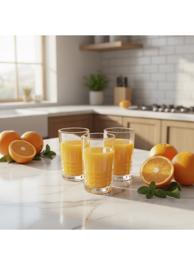 Germax Premium Highball Glass 277ml Tumblers 3 piece set – Tall Clear Drinkware Set for Juice & Cocktails