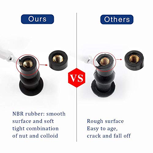 BornFeel Toilet Seat Hinge Bolt Screws 4 Pack Toilet Seat Top Fixing Part Expanding Rubber Bolts with Metal Washers - Image 4