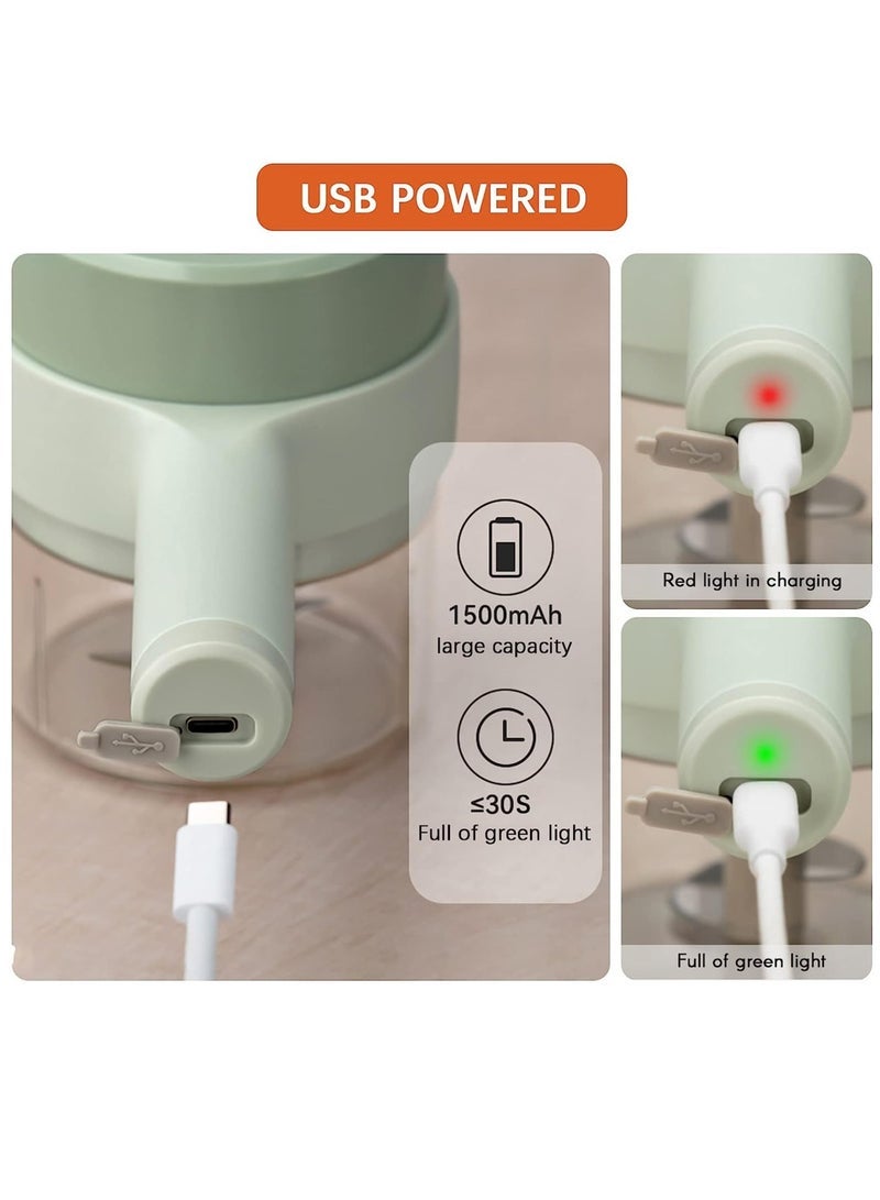 4 in 1 Handheld Electric Food Chopper Wireless Vegetable Cutter Set Vegetable Chopper and Meat grinder with USB Powered for Kitchen Cooking-1 Pack - Image 2