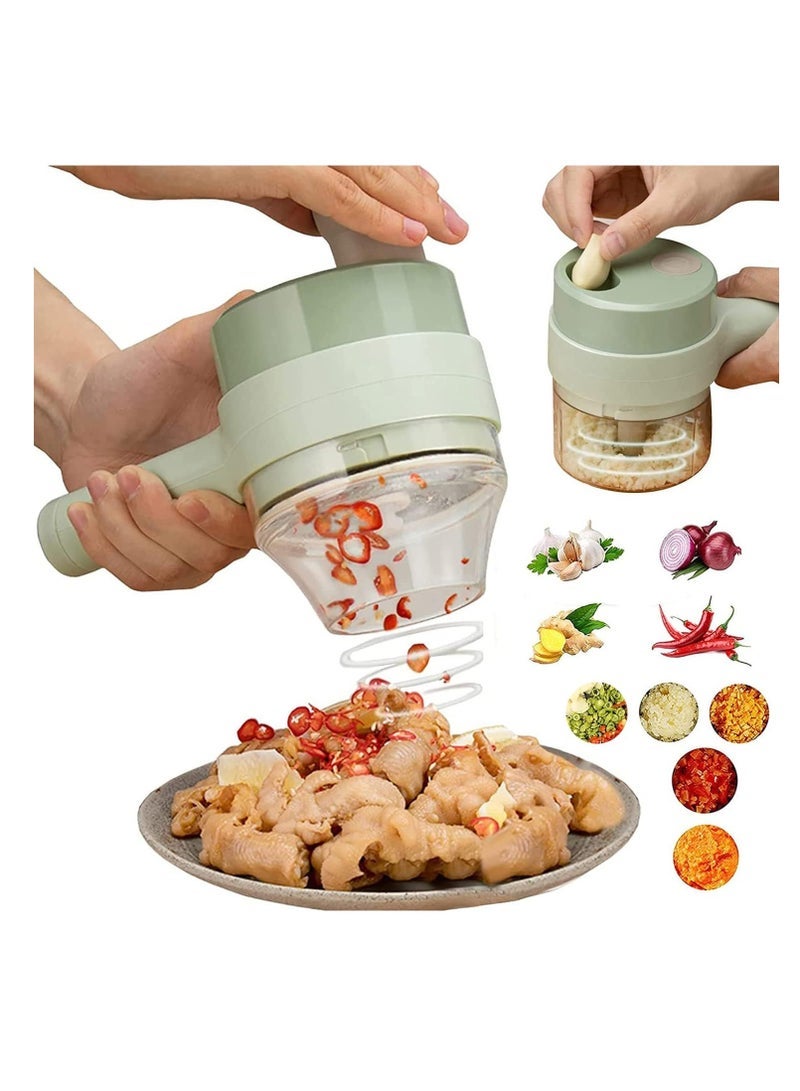 4 in 1 Handheld Electric Food Chopper Wireless Vegetable Cutter Set Vegetable Chopper and Meat grinder with USB Powered for Kitchen Cooking-1 Pack - Image 1