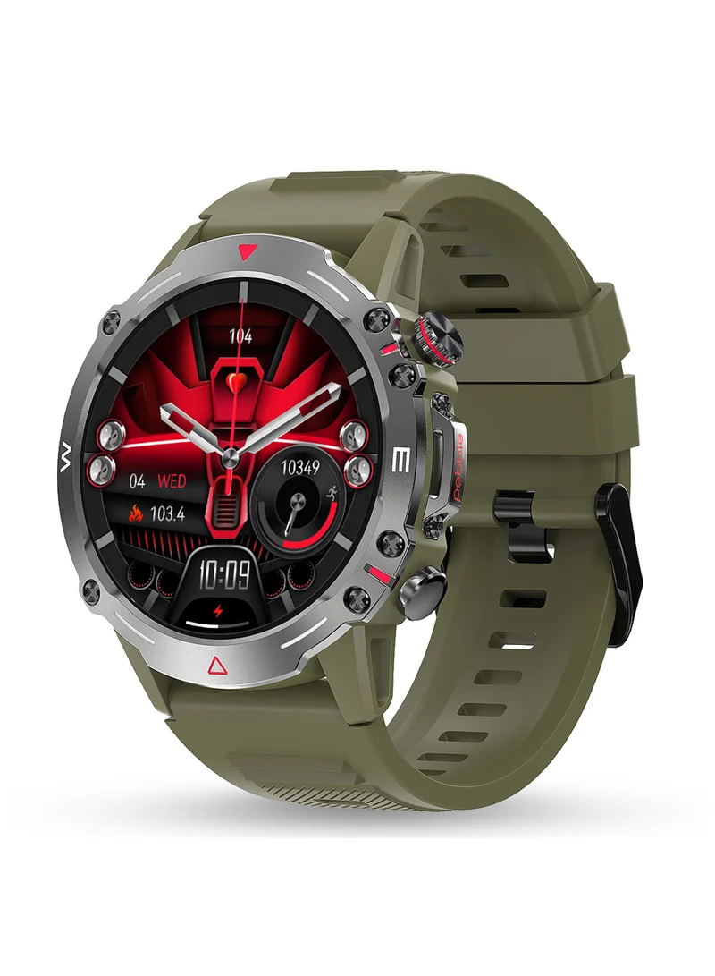 Pebble Cosmos Quest 1.43" Amoled Infinite Always on Display Smartwatch, Compatible with Android & iOS, BT Calling, 410 mAh Battery, Health Suite, Multiple Sports, Rugged Build, Smart Calculator, Forest Green