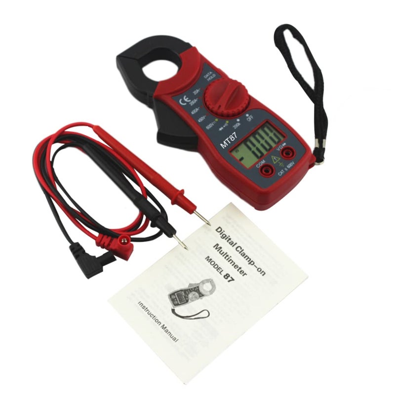 Red Digital Clamp Multimeter with Overload Protection Data Hold LCD Display for Schools Hobbyists - Image 5