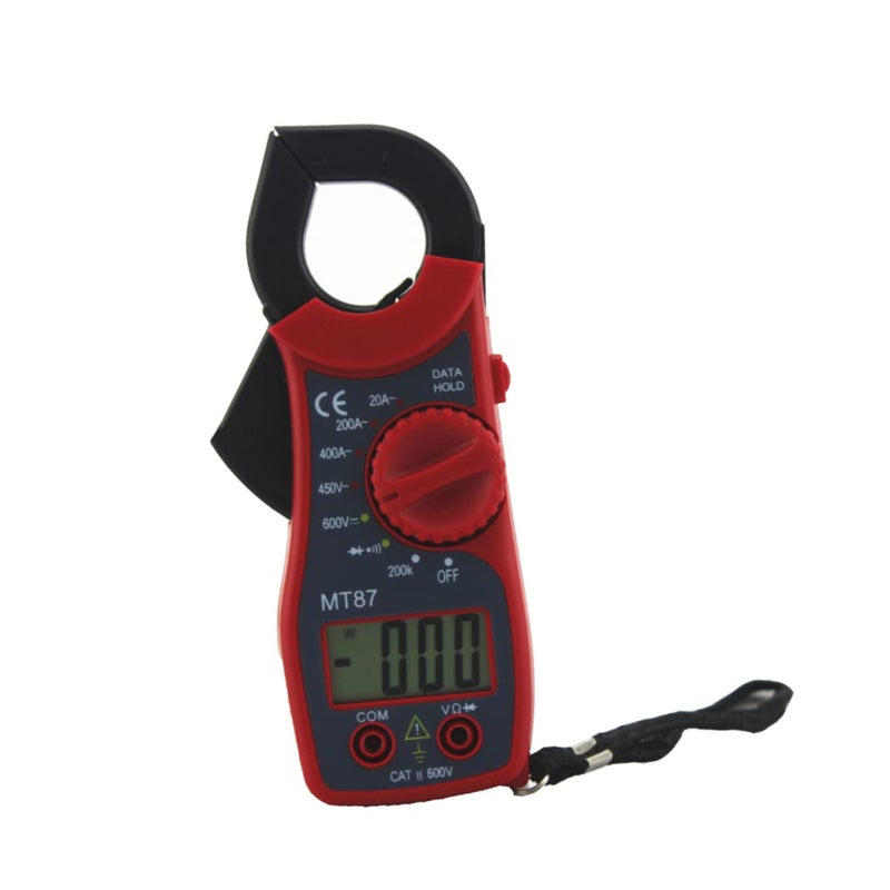 Red Digital Clamp Multimeter with Overload Protection Data Hold LCD Display for Schools Hobbyists - Image 2