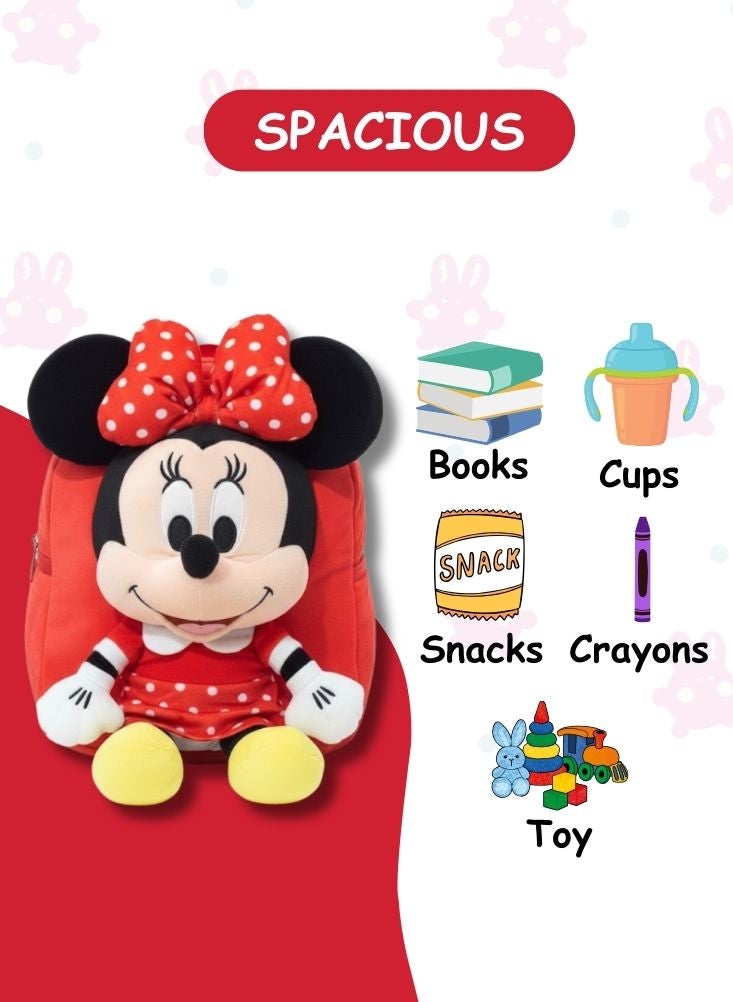 بريميم حقيبة ظهر ميني ماوس ثلاثية الأبعاد للأطفال - حقيبة مدرسية ناعمة محشوة بنقاط حمراء كلاسيكية من ديزني - Image 4