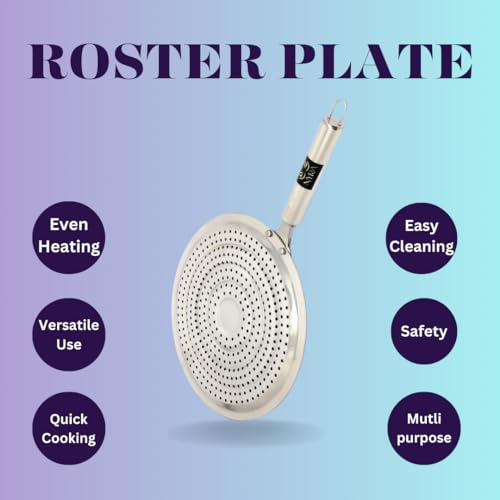 NYRA® Stainless Steel Multi- purposeRound Roaster Plate/Chapati Toast Grill/Gas Stove Barbeque - Image 4