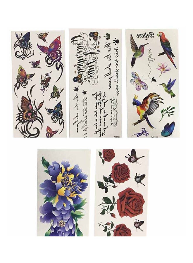 NIBEMINENT 5-Piece Flower Pattern Tattoo Stickers Set