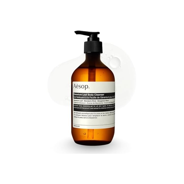 Aesop Geranium Leaf Body Cleanser | Gentle Shower Gel with Geranium, Mandarin and Bergamot Essential Oil Blend to Refresh & Balance Skin | 500 mL / 16.9 oz