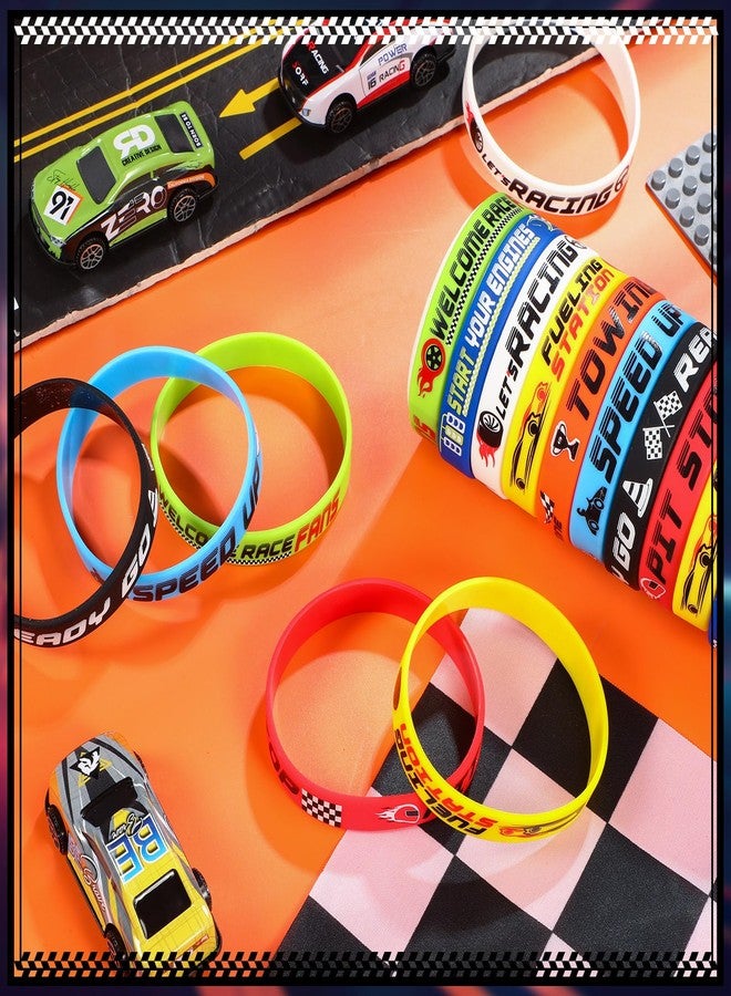 Poen 80 قطعة هدايا حفلة سيارات السباق أساور مطاطية سيارات السباق أساور سيليكون بعلم متقلب لوازم وديكورات حفلة عيد الميلاد لللياقة البدنية سباق الدراجات الترابية - Image 5