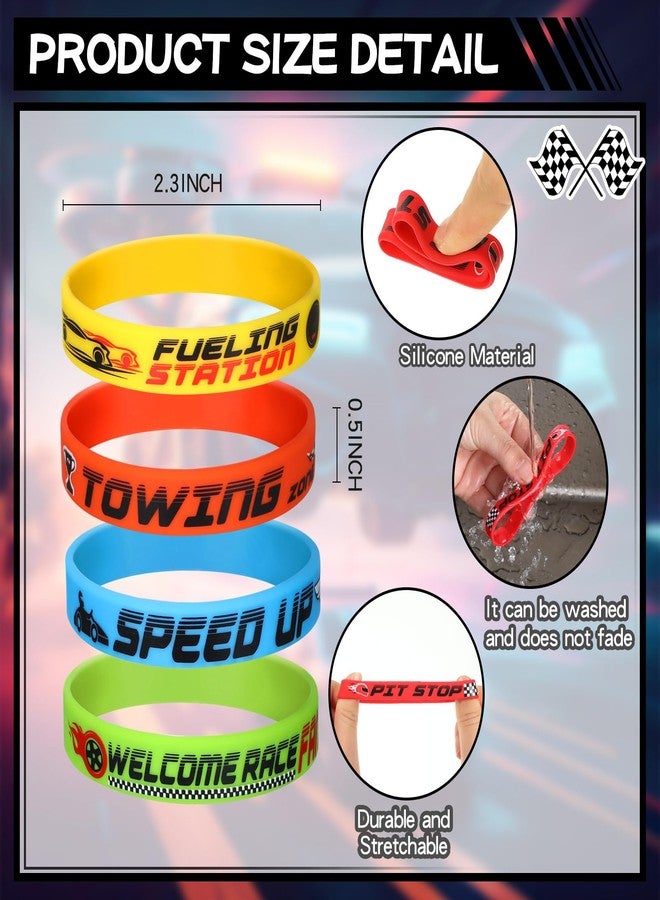 Poen 80 قطعة هدايا حفلة سيارات السباق أساور مطاطية سيارات السباق أساور سيليكون بعلم متقلب لوازم وديكورات حفلة عيد الميلاد لللياقة البدنية سباق الدراجات الترابية - Image 2