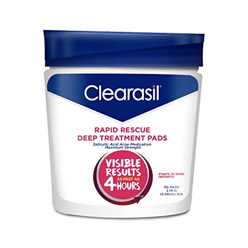 Clearasil Rapid Rescue Deep Treatment Acne Face Pads Maximum Strenght with 2 Salicylic Acid Acne Treatment Medicine 90 Count - Image 2