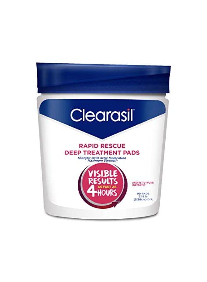 Clearasil Rapid Rescue Deep Treatment Acne Face Pads Maximum Strenght with 2 Salicylic Acid Acne Treatment Medicine 90 Count - Image 1