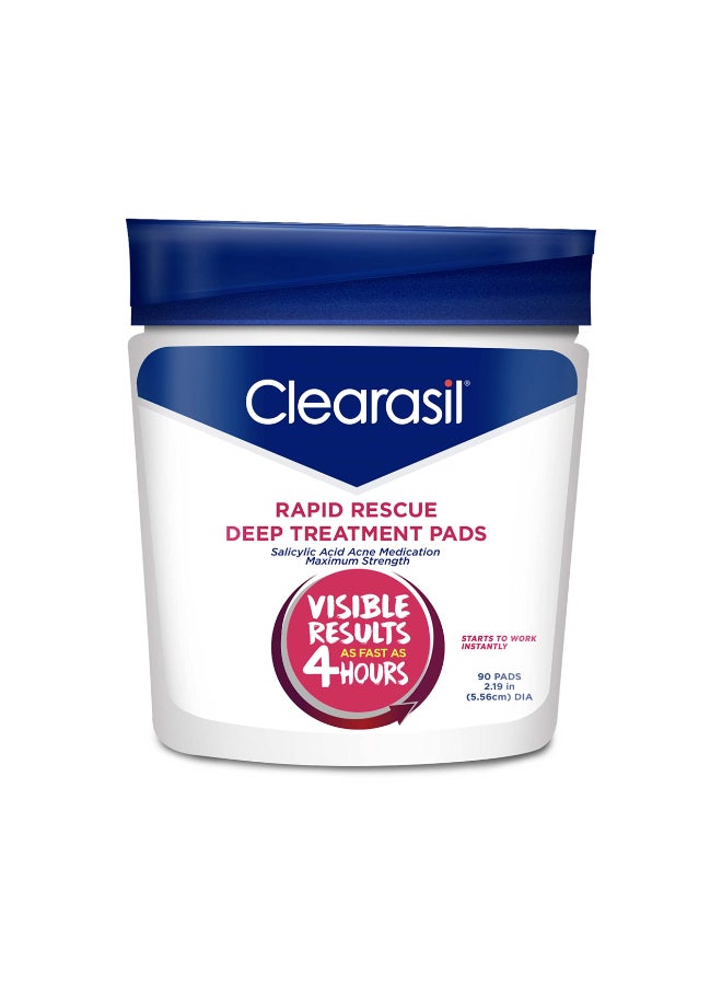 Clearasil Rapid Rescue Deep Treatment Acne Face Pads Maximum Strenght with 2 Salicylic Acid Acne Treatment Medicine 90 Count - Image 3