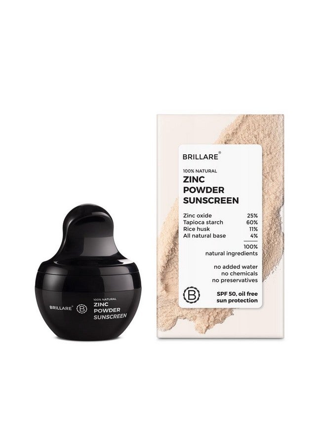 BRILLARE Zinc Powder Sunscreen Spf50 - Broad Spectrum Protection, Sweat Resistant Powder, Invisible Finish, Non-Greasy Formula - Skin-Friendly Mineral Sunscreen For Daily Use - Image 1