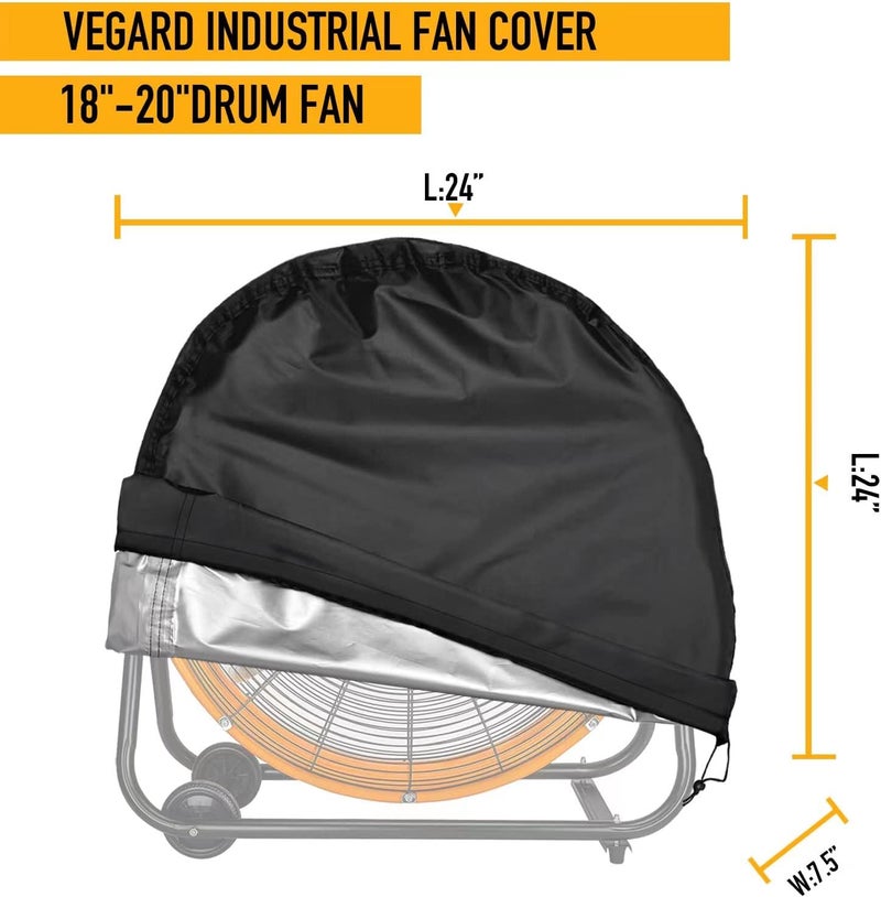 VEGARD Industrial Fan Cover, Outdoor Fan Cover, Heavy Duty Waterproof&Dustproof Cover for 18"&20" High Velocity Floor Fan, Drum Fan, High Speed Blower,Suitable for indoor and outdoor - Image 2