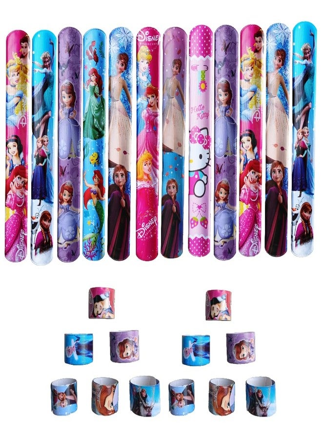 NeedVibes Girls Theme Slap Bracelets | Wrist Bands, Pack of 12, Birthday Return Gifts for Kids, Boys and Girls, Multi-colour - Image 1
