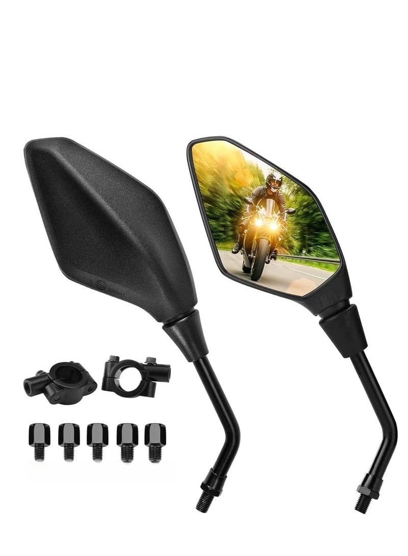 SYOSI Motorcycle Mirror, Universal Motorcycle Mirror with M8 M10, Motorcycle Rear View Mirror with Holder, Mirror for Motorcycle, Moped, Scooter, Rear View Mirror Compatible with MT07 - Image 1