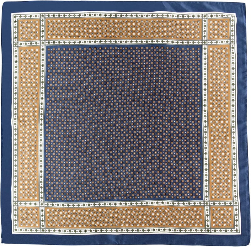 GERINLY Vintage Silk Feel Square Scarf for Men Satin Bandana Tiny Pattern Print Neckerchief Geometry Head Scarf Fashion - Image 2