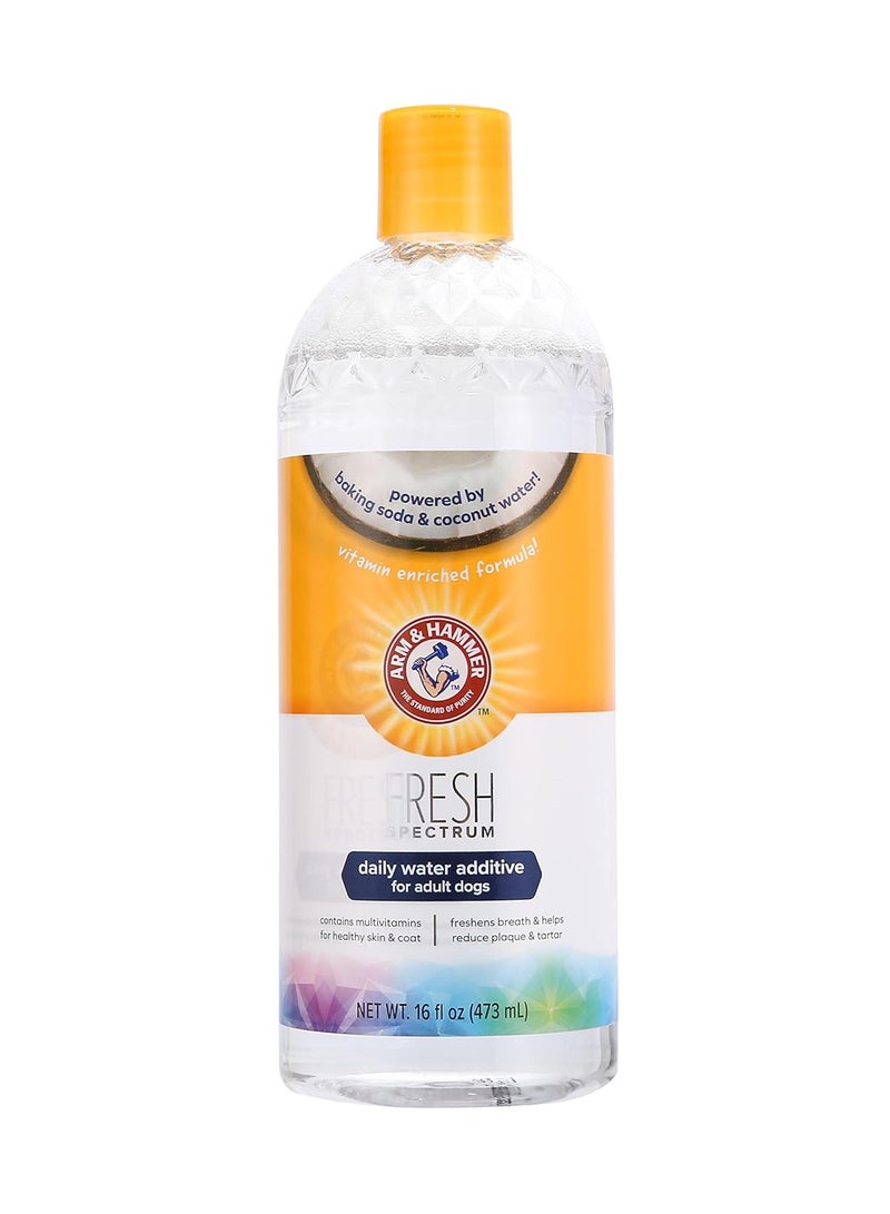 Arm & Hammer مضاف ماء فريش سبيكتروم بنكهة جوز الهند والنعناع للكلاب 473 مل أفضل رعاية أسنان للكلاب يزيل البلاك والجير ينعش النفس ينظف اللثة والأسنان لا يحتاج إلى تنظيف بالفرشاة سهل الاستخدام نظافة فم الحيوانات الأليفة - Image 4