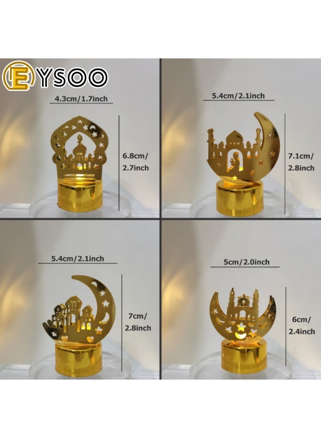  إيسو مجموعة مصابيح مكتبية رمضانية من إيسو، 4 مصابيح طاولة رمضانية على شكل هلال، فوانيس LED، زينة عيد مبارك لغرفة النوم وغرفة المعيشة وديكور المنزل - Image 5