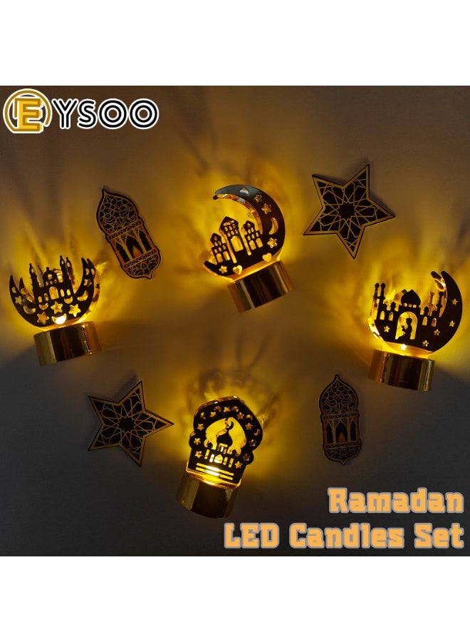  إيسو مجموعة مصابيح مكتبية رمضانية من إيسو، 4 مصابيح طاولة رمضانية على شكل هلال، فوانيس LED، زينة عيد مبارك لغرفة النوم وغرفة المعيشة وديكور المنزل - Image 3