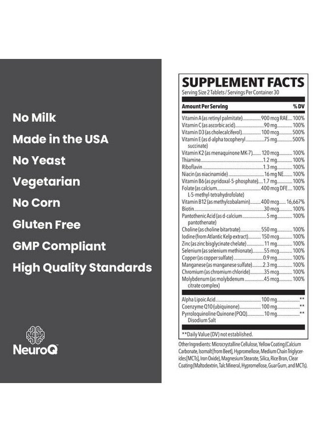 LifeSeasons NeuroQ Daily Essentials Multivitamin - Fortified Mental Performance & Overall Wellness - Improve Memory & Focus - B-Complex, Vitamin D, Folate, CoQ10, Pantothenic Acid & More - 60 Capsules - Image 3